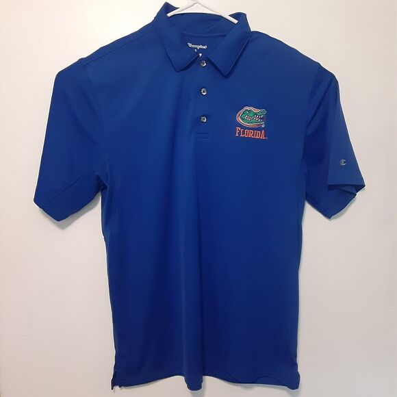 Florida Gators Adult Mens L Blue Short Sleeve Champion Polo Shirt NCAA - Picture 1 of 9